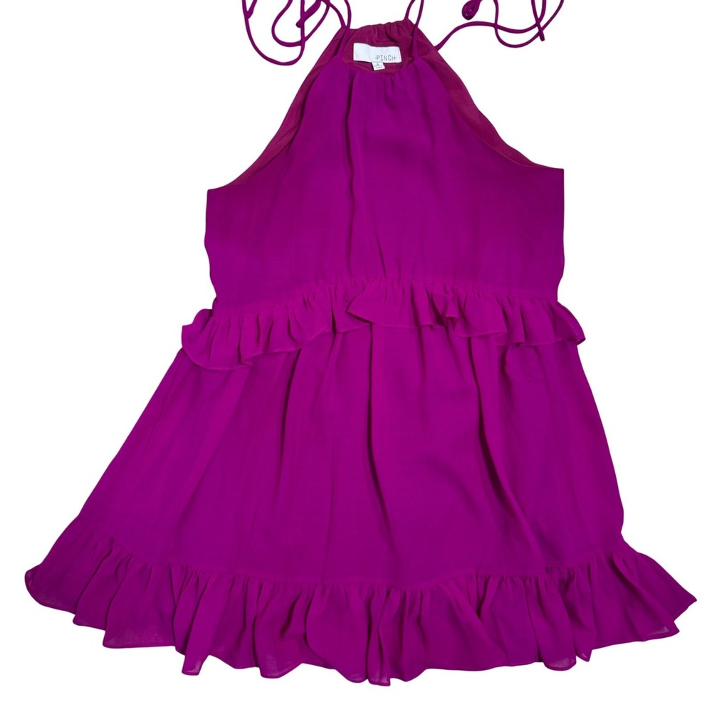 Pinch Dress Small Ruffle Purple Fuschia Halter Sleeveless Party Mini‎ Adjustable